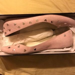 Marc Jacobs Baby Pink Suede Flats w/Silver Hearts